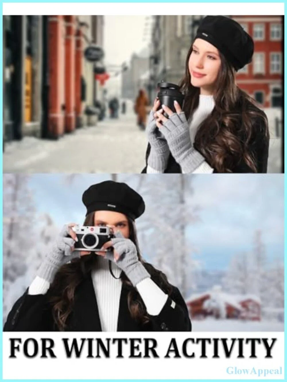 2 Pairs Fingerless Gloves for Women Winter Warm Knitted Gloves with Fleece